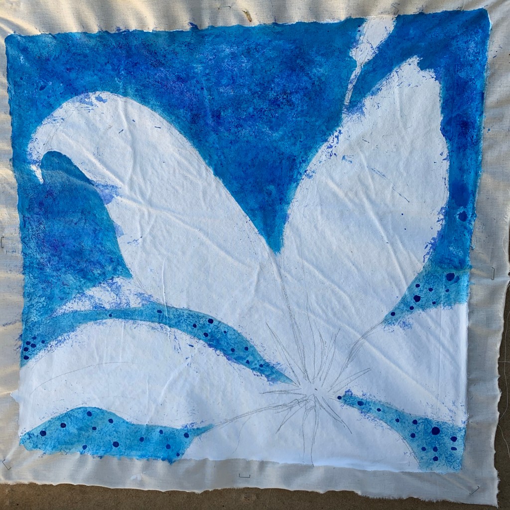 Cobalt blue summer background to lily shape